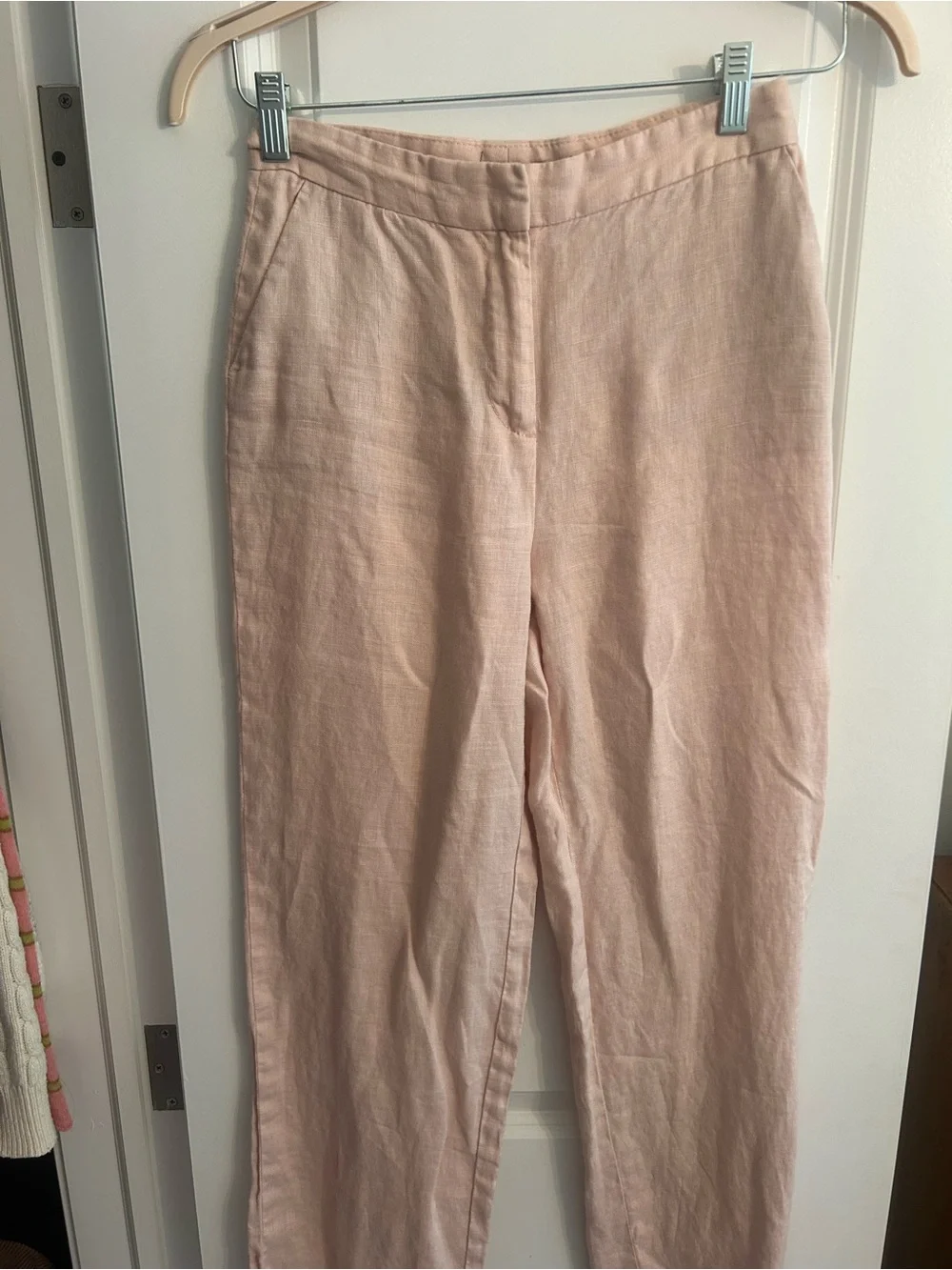 Zara Linen-Blend Light Pink Women's Pants